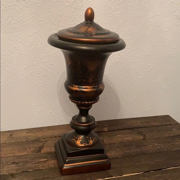 Bronze and Black Vase w/ Lid - Picture 1 of 3